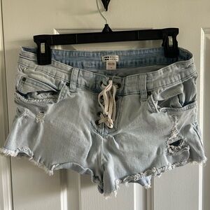 Billabong Light Wash Denim Lace-Up Shorts